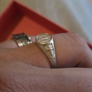 SOLD!! 925 Sterling Virgin Mary Signet Ring